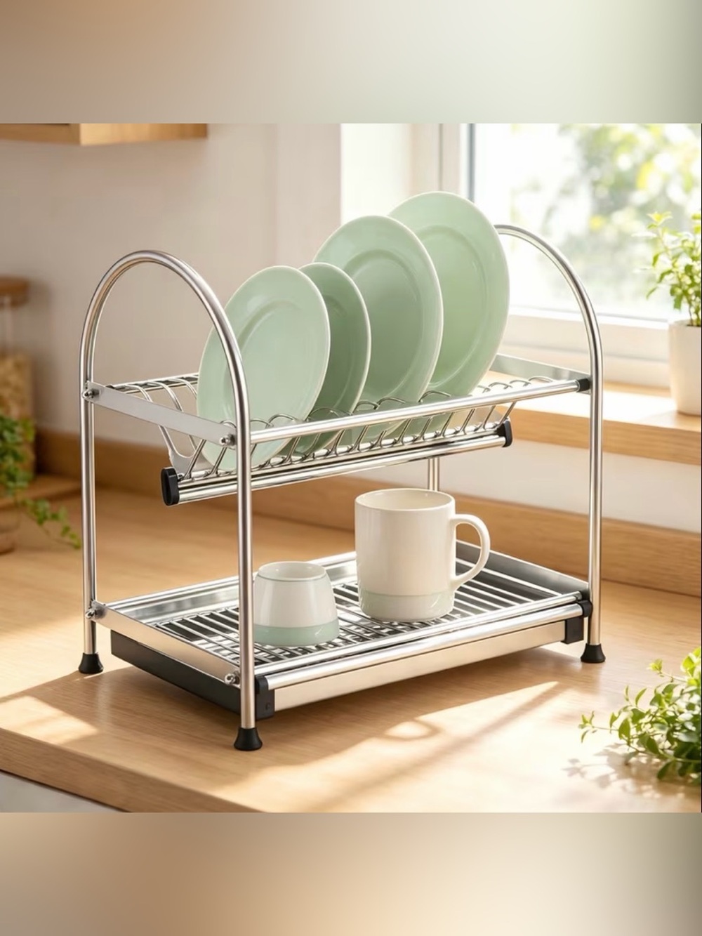 Chrome 2-Tier Dish Drying Rack - Home Kitchen - Picture 5 of 6